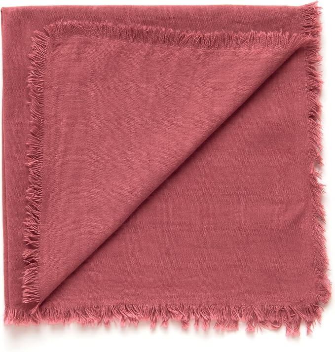 ACCENTHOME Blush Cotton Linen Napkin Set of 12 18x18 inch Dinner Napkins - Washable Soft Premium Hotel Quality Reusable Napkins Perfect Table Napkins for Family Dinners, Weddings & Everyday Use