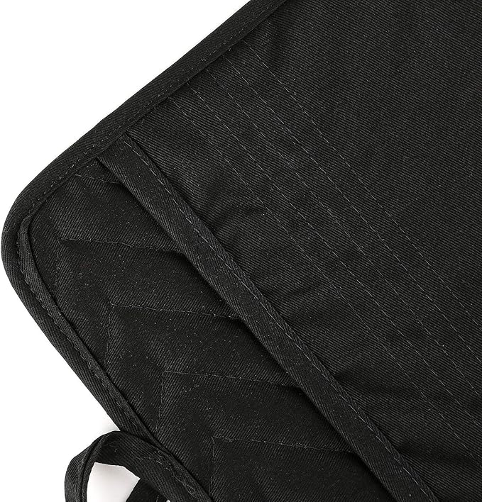 Oven Pot Holder with Pocket Cotton Heat Resistant Coaster Potholder Kitchen Hot Pad Oven Mitts for Cooking Square 7"x9" Set of 3 (Black)