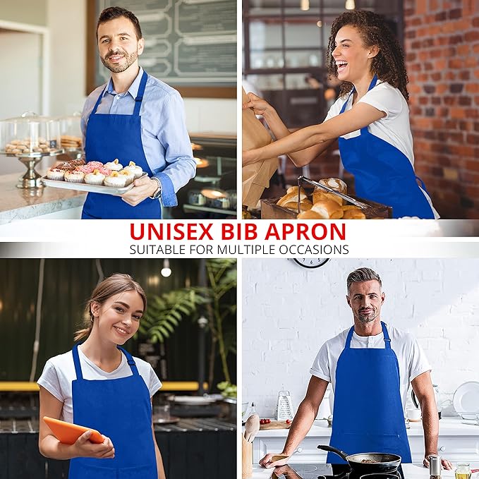 Utopia Kitchen 2 Pack Bib Apron, Adjustable with 2 Pockets, Water and Oil Resistant, Cooking Kitchen Chef Apron for Women Men