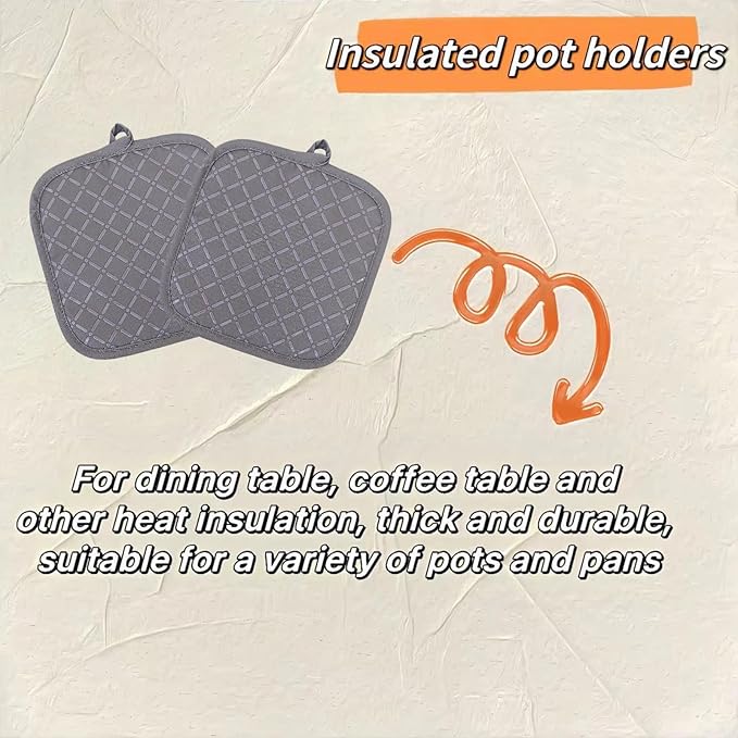 Oven Mitts and Pan Racks 4-Piece Set, Extended Kitchen Oven Mitts and Pan Racks, Heat Resistant 500 °F, Silicone Non-Slip Surface for Baking and Cooking (Grey)