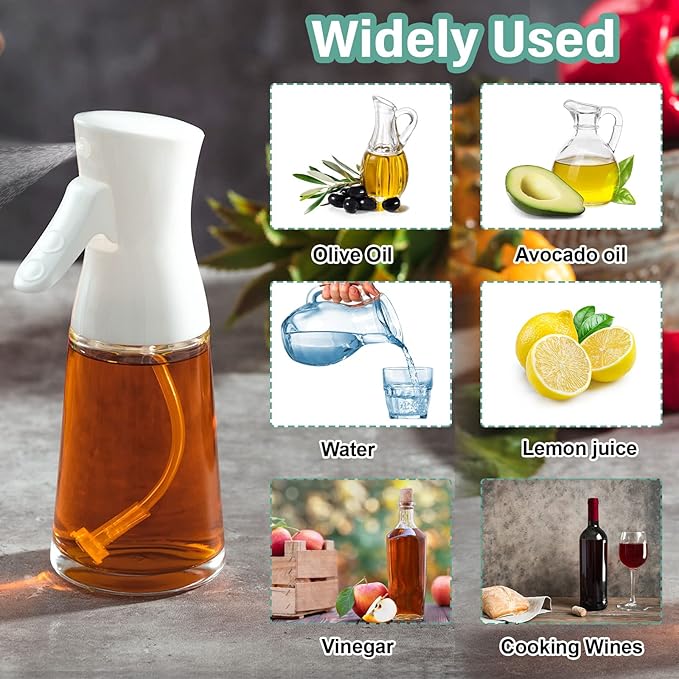 Lallisa 4 Pcs Oil Sprayer for Cooking 180 ml Glass Olive Mister Oil Dispenser Bottle for Kitchen Vinegar Spritzer for Air Fryer Gadgets Making Baking Frying Bbq Salad Accessories