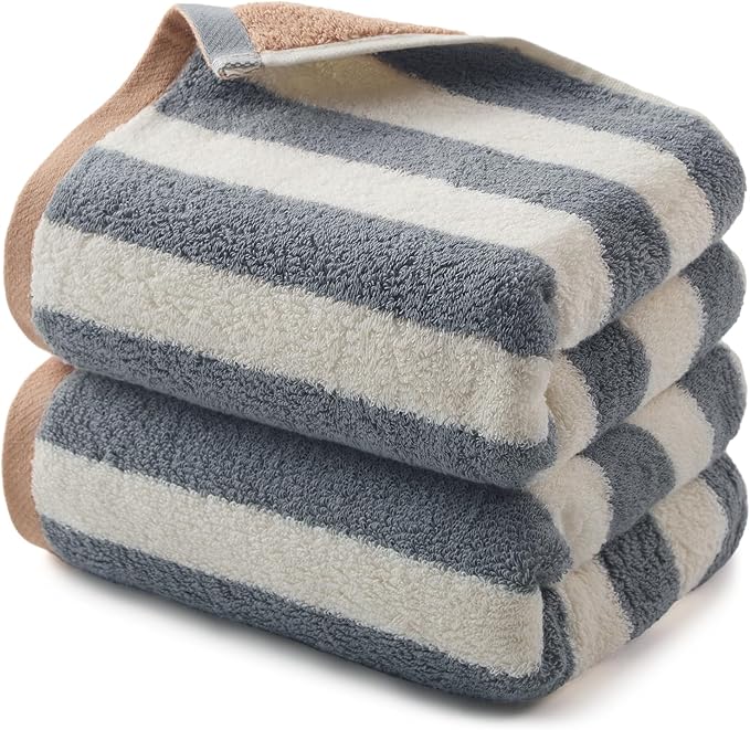 REDKISS 2-Pack Luxury Hand Towels for Bathroom, 28x12 Inches 100% Cotton Towels, Ultra Soft and Highly Absorbent Towels for Bathroom,Gym, Hotel,and Spa, Gray