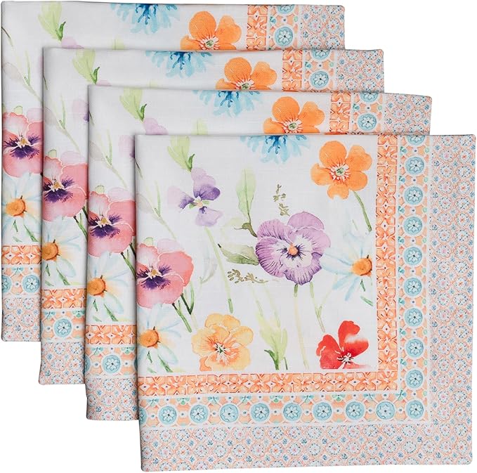 Maison d' Hermine Cloth Napkins Set of 4 100% Cotton Everyday Reusable Square Napkins Cloth Washable Dinner Party Wedding Restaurant Gifts for Mothers Day Spring/Summer(Summer Whisper, 20" x 20")