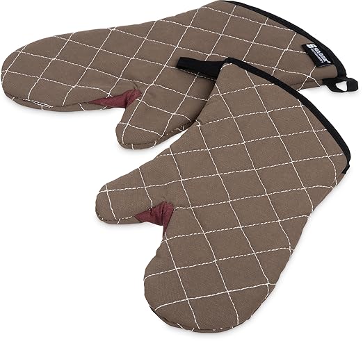 San Jamar 800FG13 BestGuard Commercial Heat Protection Up To 450° F Oven Mitts (Pair), 13" Length, Tan