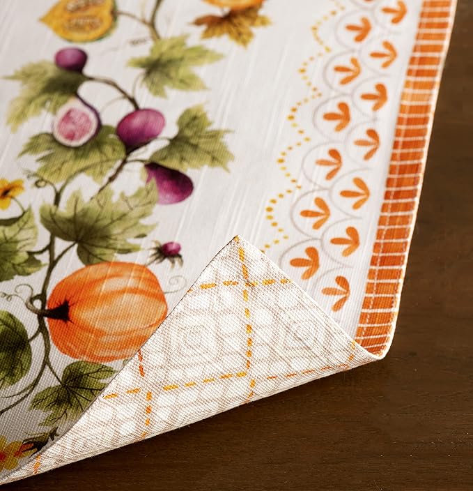 Maison d' Hermine Placemats Set of 4 100% Cotton Washable Cloth Place Mats, Reusable Table Mats for Thanksgiving Christmas Decorations Kitchen Dining Party (Pumpkin Garden - Cloudy Cream, 13" x 19")