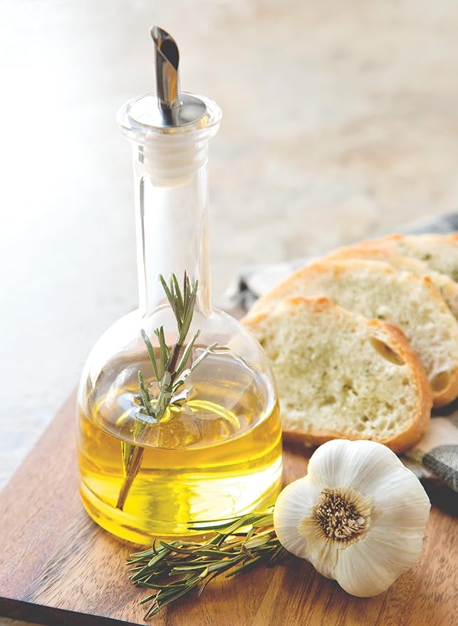 Fox Run Olive Oil and Vinegar Drizzler Bottle, Long Neck, Glass, 7.75" x 3.25"