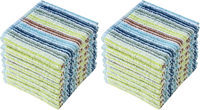 Oeleky Kitchen Dishcloths for Washing Dishes, Ultra Absorbent Dish Rags, Cotton Cleaning Cloths Pack of 16, 12x12 Inches (Mix-1, 12x12 inch)