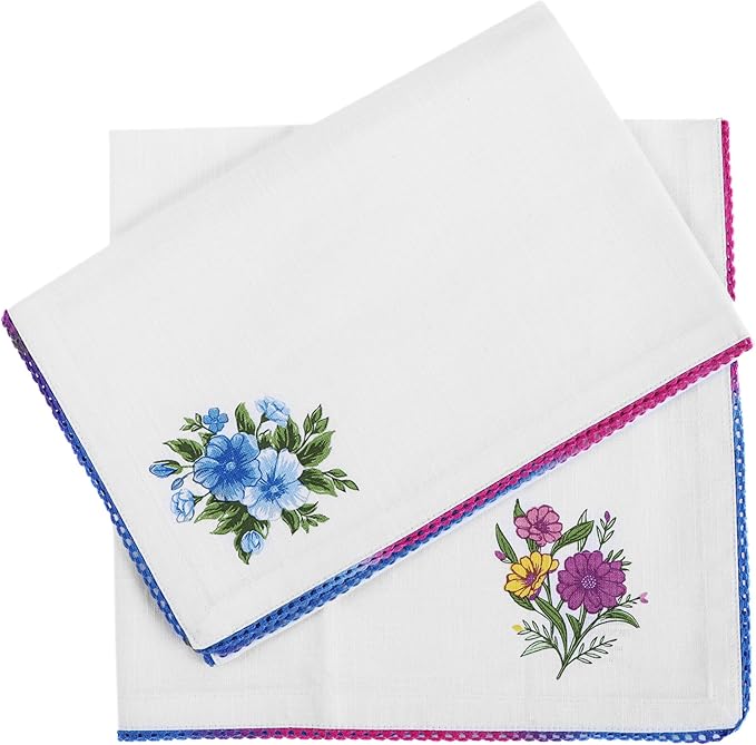 FINGERCRAFT Cloth Napkins, Set of 12 Cotton Linen Blend Printed Dinner Napkins Cloth Mitered Corner Perfect for Parties Dinners Weddings Cocktail Christmas Easter 20x20 Multi Floral