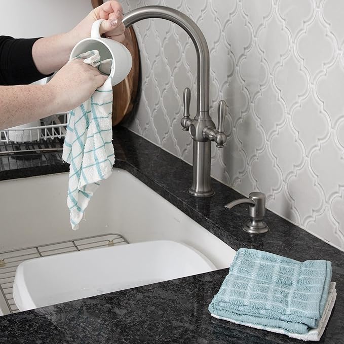 Ritz 100% Terry Cotton, Highly Absorbent Dish Cloth Set, 12” x 12”, 6-Pack, Dew