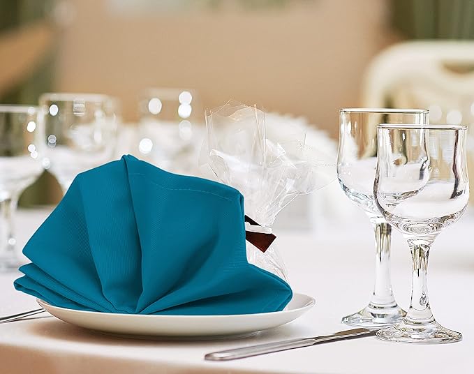 Utopia Kitchen Teal Cloth Napkins [12 Pack, 18x18 Inch] Absorbent Cotton Blend Washable and Reusable for Dinner, Restaurant, Lunch, Wedding and Hotel