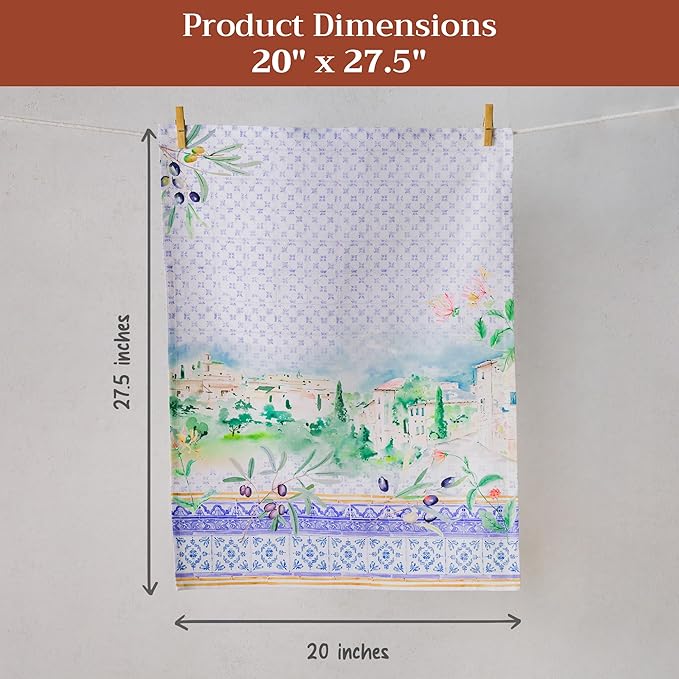 Maison d' Hermine Kitchen Towel 100% Combed Cotton Premium Set of 3 Kitchentowels Easter Tea Towels (20"x27.50") for Table Cleaning, Dining, Buffet Parties & Wedding Use -Luberon