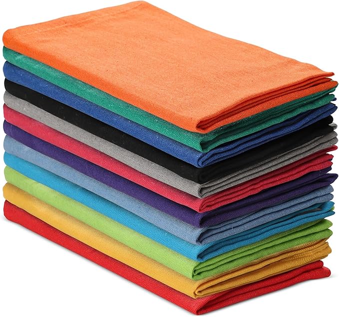 Vintage Vista Plain Cloth Napkins Set of 12 (18" x 18") - Cotton & Flax Table Napkins Cloth Washable & Reusable for Everyday Use & Easter - (Multicolor)