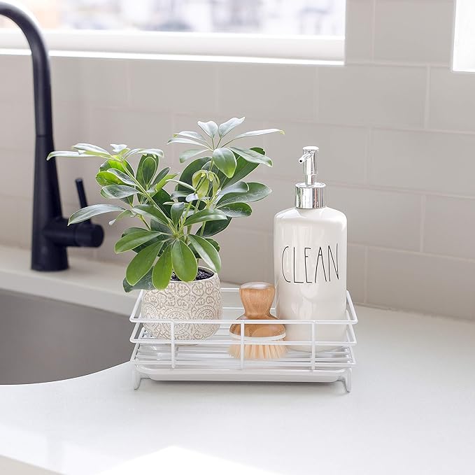 Kitchen Sink Sponge Soap Holder For Countertop Large White Kitchen Soap Tray Sink Organizer