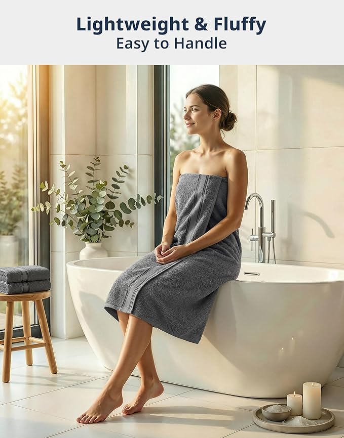 LANE LINEN 100% Cotton Bath Towels Set of 4 (28"x54") - Zero Twist, Mercerized Cotton Extra Large Bathroom Towel Sets - Quick Dry, Soft & Absorbent Grey Towels Set - Pre Shrunk, Fade Resistant - Grey
