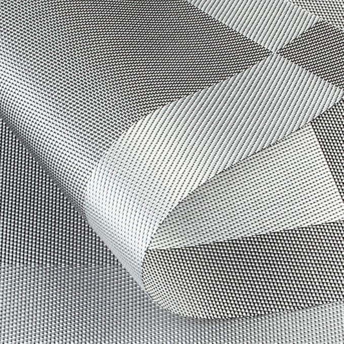 DACHUI Placemats Set of 6, Linen Look Woven Place Mats, Water Resistant, Heat Resistant, Washable, Durable Table Mats (Silver Grey)