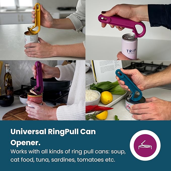 Dext - Ring Pull Can Opener, Pop Can Opener for Seniors, Arthritis, and Parkinson’s, Easy Open, Ergonomic Handle with Comfortable Grip. Perfect for Soda, Pet Food, and More (Apricot)
