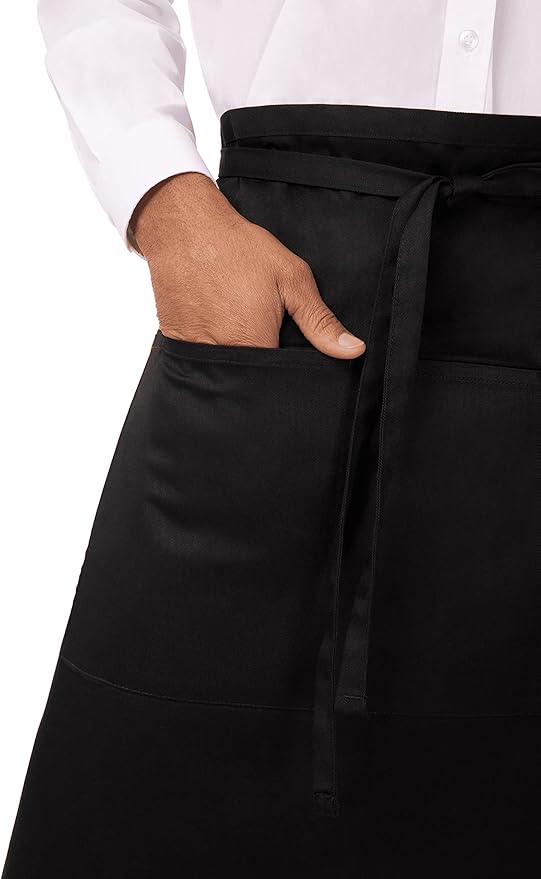 Chef Works Unisex Reversible Server Apron, Black, One Size
