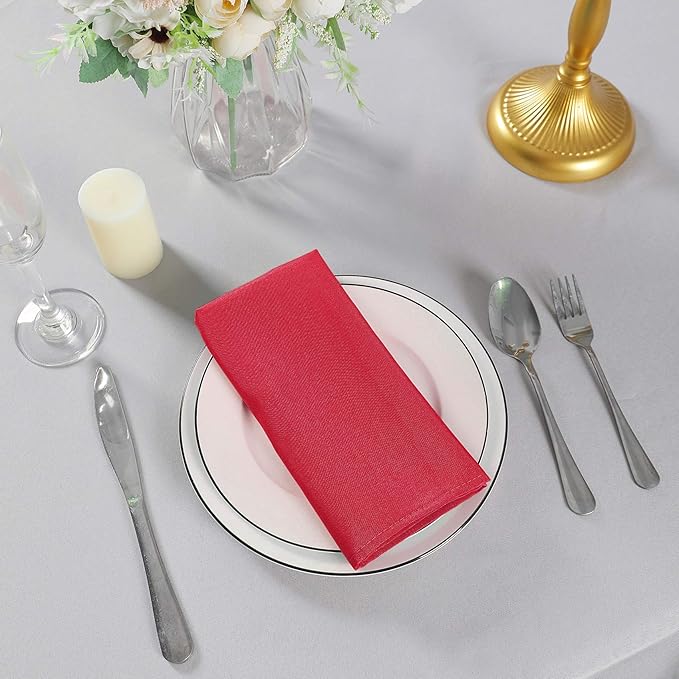 Cloth Napkins 17x17 inch Washable Polyester Dinner Napkins Soft Table Napkins for Wedding Party Dining Banquet(Red,50PCS)