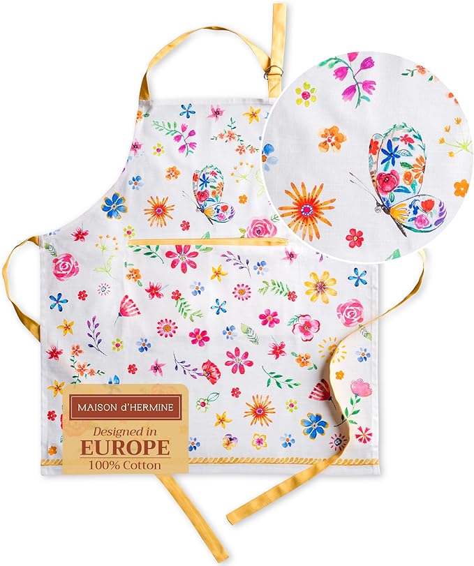 Maison d' Hermine 100% Cotton Apron for women with Pocket Kitchen Chef Apron for Men Cooking Mothers Day Gifts
