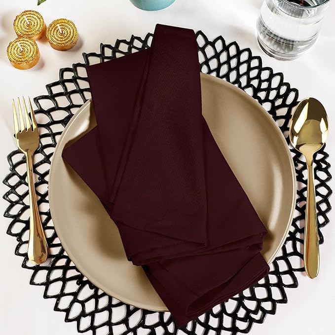 Utopia Kitchen Burgundy Cloth Napkins [12 Pack, 18x18 Inch] Absorbent Cotton Blend Washable and Reusable for Dinner, Restaurant, Lunch, Wedding and Hotel