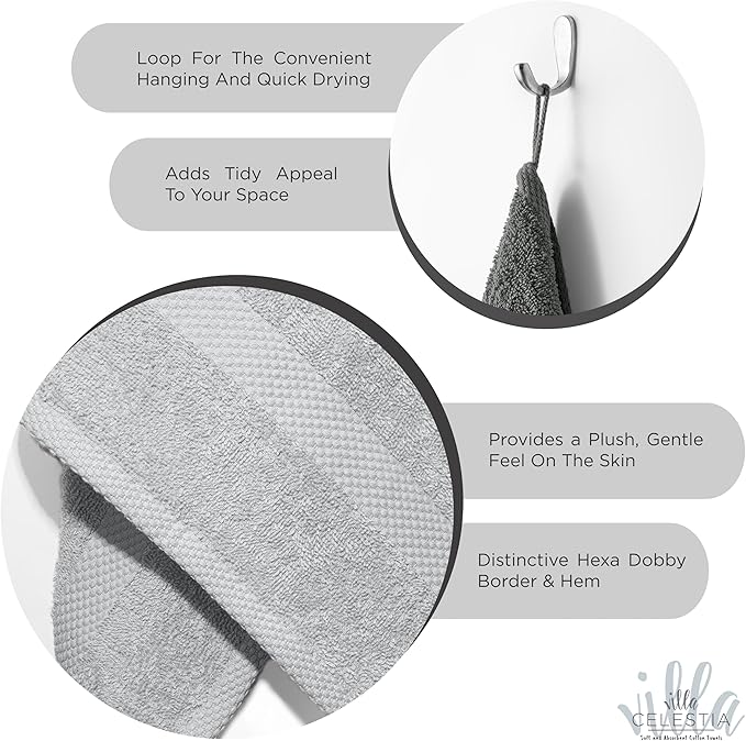 100% Cotton Hand Towel Set of 2, (16 x 28 inches) Sustainable, Soft, Highly Absorbent, Quick Drying, Combed Cotton Hand Towels Pack of 2 Ideal for Hotels, Spa, Bathroom, Dorm, White