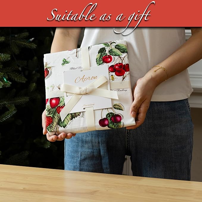 NEOVIVA Kitchen Aprons for Women with Pockets,Cooking Aprons for Women,Vintage Apron for Baking Gardening,Gifts for Mothers