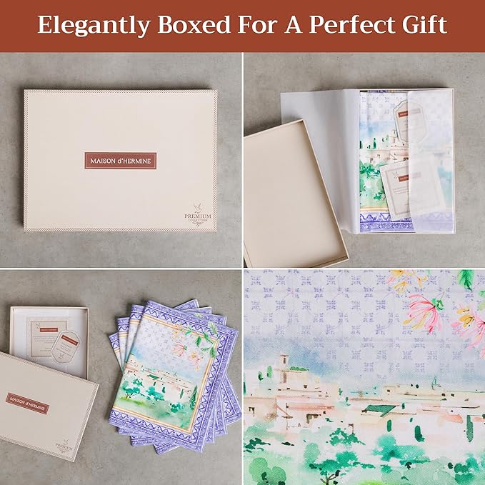 Maison d' Hermine Placemat 100% Combed Cotton Premium Cloth Placemats 13"x19" Washable Place Mats, Home, Kitchen, Dining, Cocktail Parties & Camping -Luberon (Set of 4)