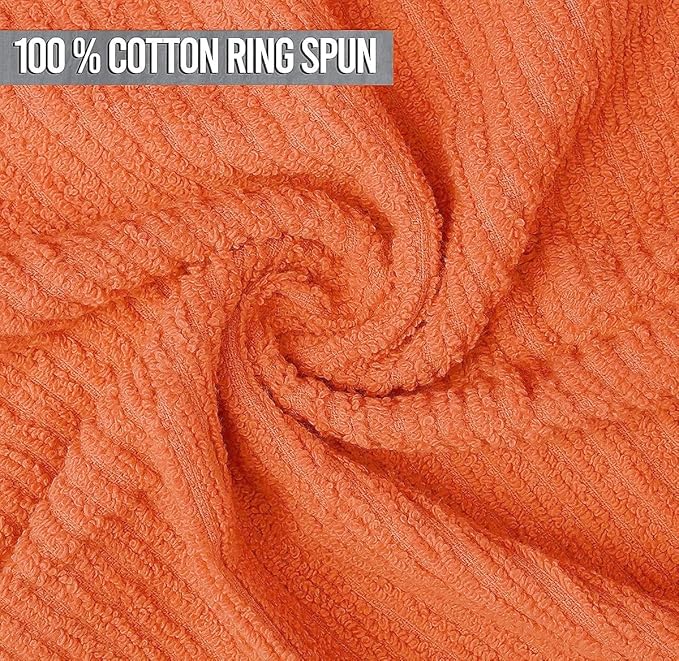Softolle Bar Mop Towels, Pack of 12-16x19 Inches - 100% Cotton Super Absorbent Towels, Multi-Purpose for Home and Bar Cleaning (Orange)