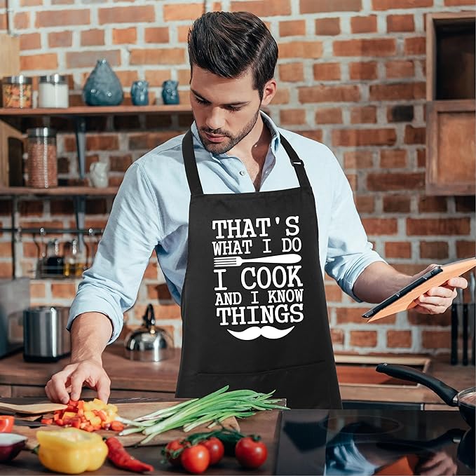 Xornis 100% Cotton Funny Apron for Men Women Adjustable Bib Aprons with 2 Pockets Grill Kitchen Cooking BBQ One Size Fits All