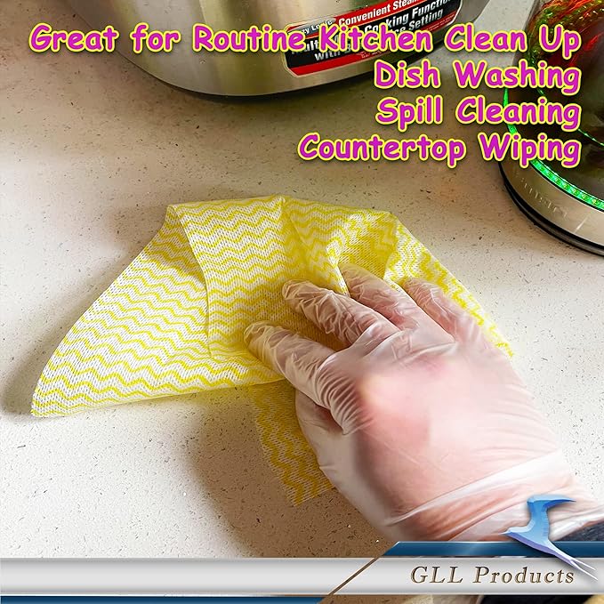 GLL Cleaning Cloths Roll Wipe Sheets, ONe-Hand Tear Dish Wash Cloths, Disposable Cleaning Wash-Cloth Towel for Kitchen Bathroom Furniture and Car (Case of 48 Rolls, 2400-Sheets Total)…