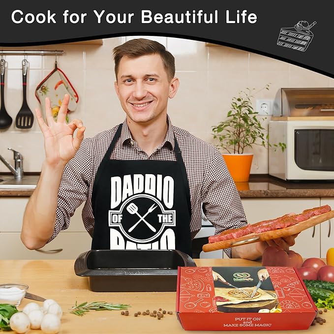 Funny Cooking Chef Apron with Pockets BBQ Kitchen Work Aprons Birthday Dad Creative Gifts