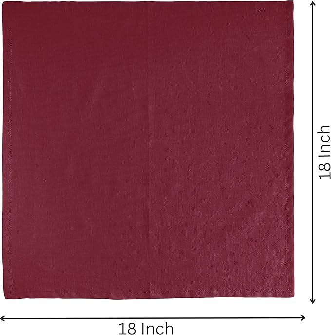 FINGERCRAFT Dinner Cloth Napkins, Cotton Linen Blend Mitered Corner Napkins Cloth 12 Pack Natural Premium Quality for Every Day Use, Parties, Easter, Thanksgiving, Weddings, 18x18 inch Rythmic Red