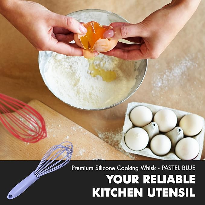 Chef Craft Premium Silicone Wire Cooking Whisk, 10.5 inch, Pastel Blue