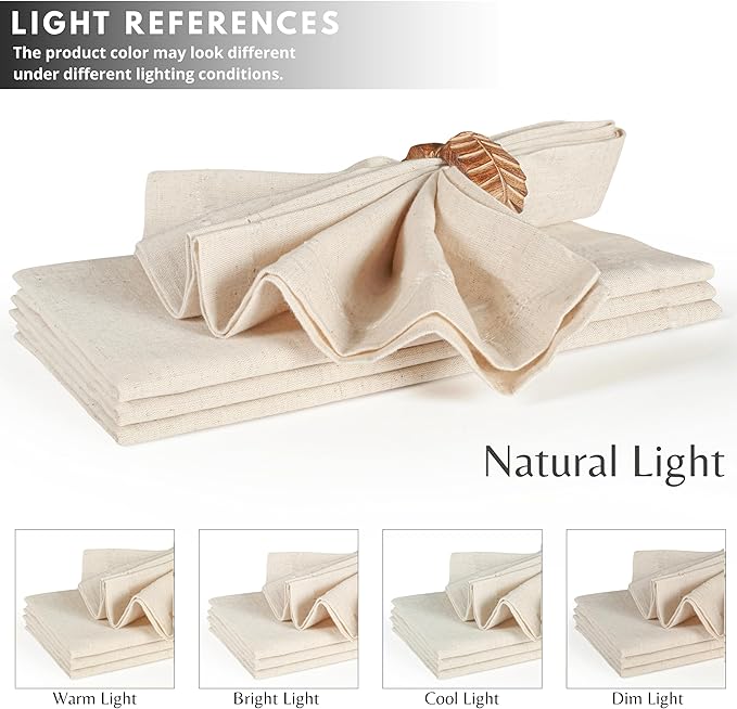 Ramanta Home Natural Coth Dinner Napkin Set of 12, Premium Cotton 18X18 Inch Linen Flax Soft & Durable Washable Ideal for Everyday Use -Dining, Parties, Weddings, Spring & Easter Table Décor