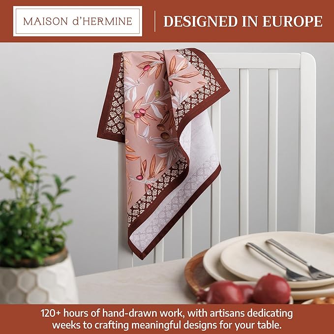 Maison d' Hermine Cloth Napkins Set of 4 100% Cotton Everyday Reusable Square Napkins Cloth Washable Dinner Party Wedding Restaurant Gifts for Mothers Day Spring/Summer (Nyons, 18" x 18")