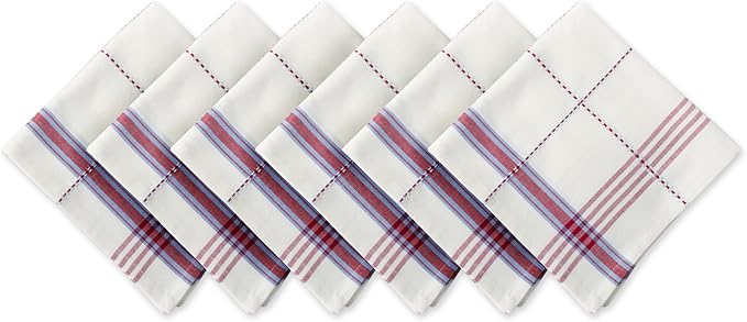 DII Cotton Plaid Napkin Set Machine Washable, 20x20, Coopeville, 6 Count