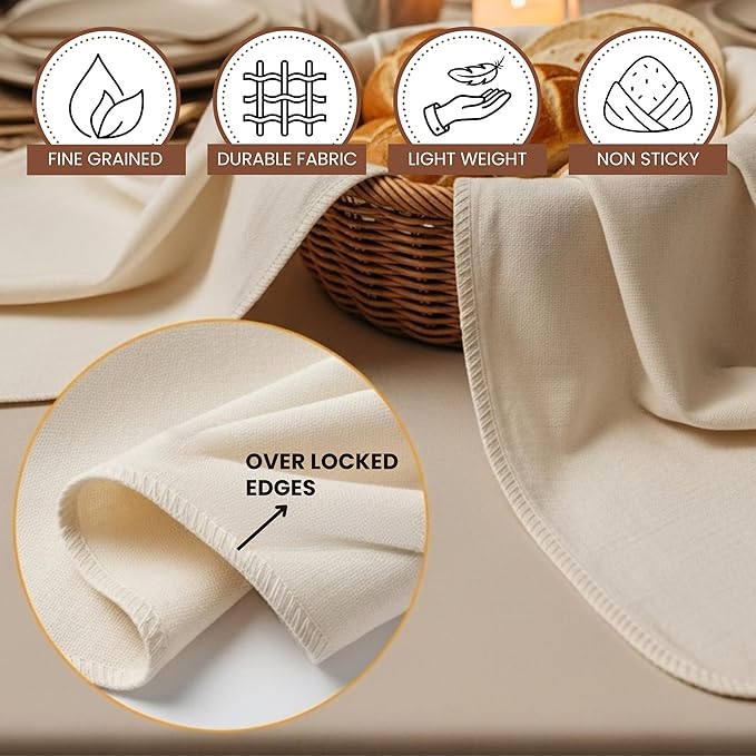 LITO LINEN AND TOWEL Flour Sack Towels for Bread Dough Proofing – Unbleached, Thick Cotton Baking Cloth for Baguettes, Ciabatta, Pastry – Reusable, 28"x28", 6-Pack