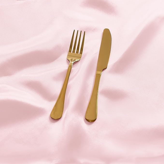 50 Pieces Light Pink Satin Napkins, 17" x 17" Square Table Napkins, Silky Soft Smooth Washable Napkins for Restaurant, Weddings, Dinner, Party Decoration