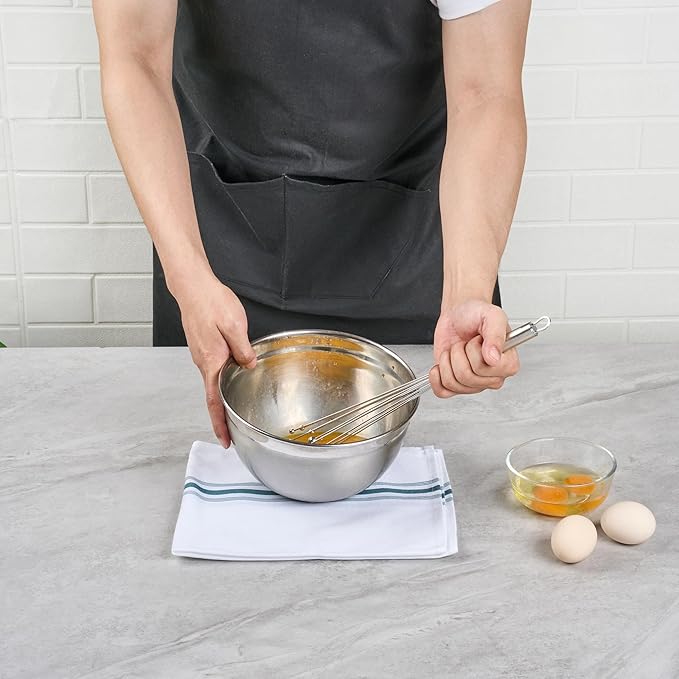 Restaurantware 12.5 in Stainless Steel Ball Whisk - 24 Pack - German Standard Egg Beater with Ergonomic Handle, Dishwasher Safe - Manual Mixer Cooking Whisk for Baking, Stirring, Sauces, Beating