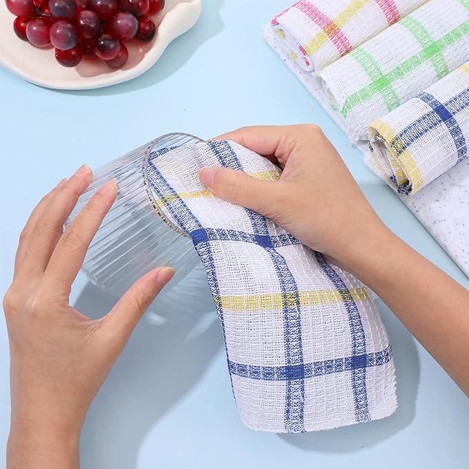 Lemecima 36 Pieces Kitchen Dish Cloths Dish Towels Washable Cleaning Cloth for Washing Dishes Wipe Glass Home Kitchen Household Supplies, 12 x 12 Inch (3 Colors)