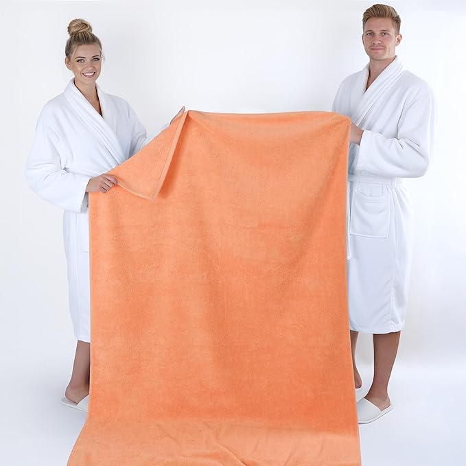 American Soft Linen 100% Cotton 600 GSM Turkish 40x80 Oversized Bath Towel Sheet, Extra Large Adult Towels for Bathroom, Malibu Peach Bath Sheet