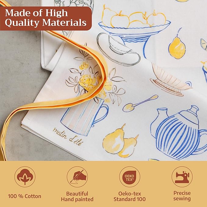 Maison d' Hermine 100% Cotton Apron for women with Pocket Kitchen Chef Apron for Men Cooking Mothers Day Gifts