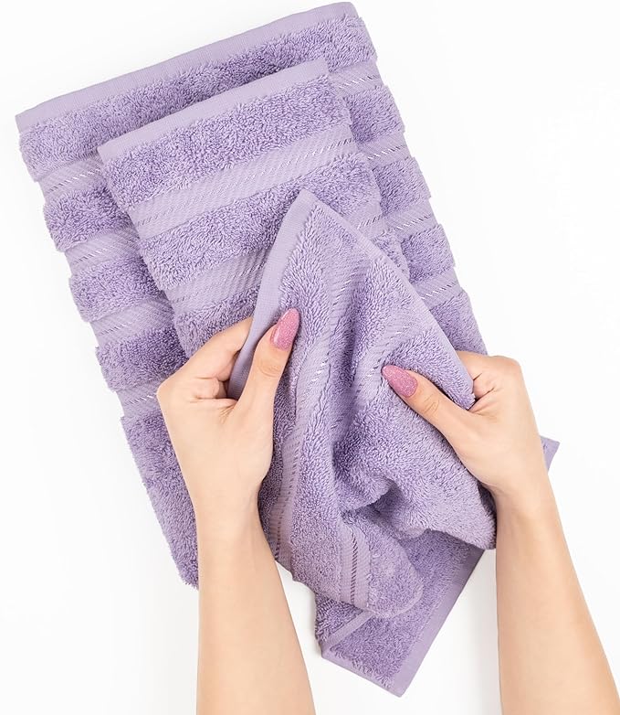 American Soft Linen Luxury 4 Piece Bath Towel Set, 600 GSM 100% Cotton Turkish Bath Towels for Bathroom, 27x54 in Extra Large Bathroom Shower Towels, Lilac