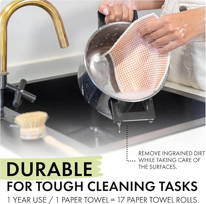 SUPERSCANDI 5 Pack Swedish Dishcloths for Kitchen - 100% Biodegradable & Compostable | Reusable Paper Towels Washable, Food-Safe & Without Plastic - Dish Rags Suitable for Any Surface | Mushroom