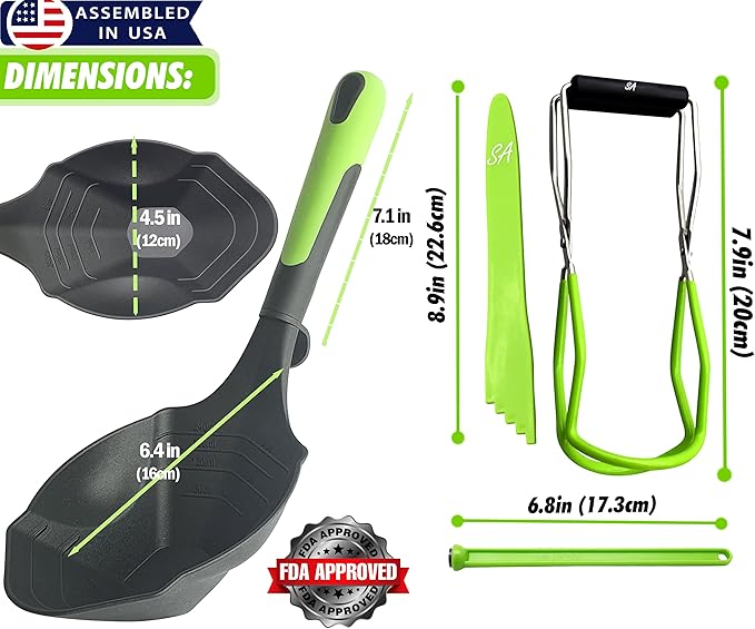 Supa Ant Jar lifter and Canning Ladle 1/2 Pint Capacity - Canning Supplies with Magnetic lid lifter + Bubble Popper (Assembled in USA)