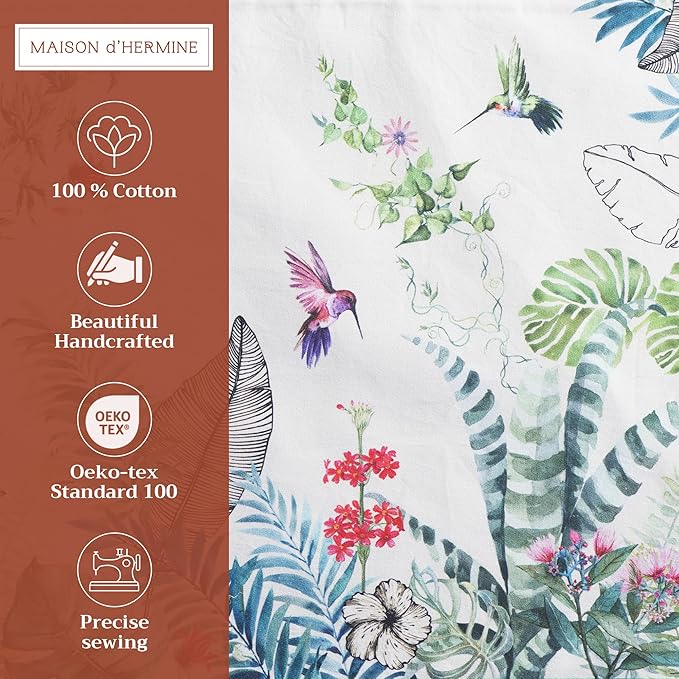 Maison d' Hermine Placemats Set of 4 100% Cotton Washable Cloth Place Mats Reusable Table Mats for Kitchen Dining Party Wedding Gifts for Mothers Day Spring/Summer (Tropiques, 13" x 19")