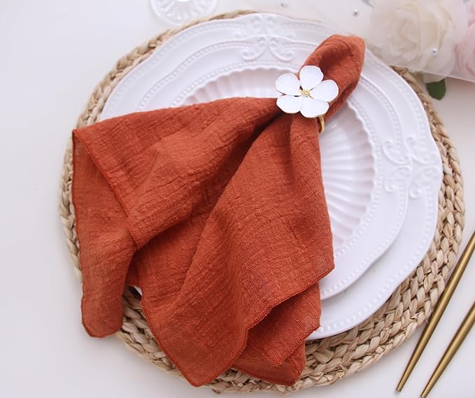 Dinner Cloth Napkins 10 Pack,Gauze Napkins 100% Natural Soft Cotton,Washable Fall Napkins for Wedding Decorative,Thanksgiving,Family Everyday Use,40 * 40cm (16 * 16 inches),Terracotta