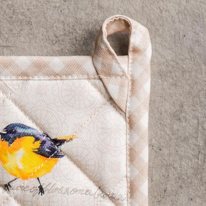 Maison d' Hermine Birdies On Wire 100% Cotton Pot Holder, 8 - inch by 8 - inch.