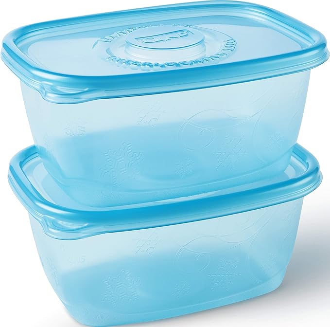 Glad Gladware Freezerware Food Storage Containers, Large Rectangle Holds 64 Ounces of Food, 2 Count Set | Tupperware, Plastic Food Container, Meal Prep Container, Plastic Containers with Lids