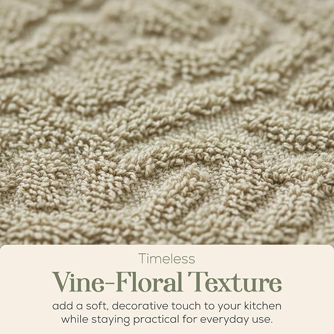 MosJos 4 Pack Hand Towels, Cotton Sage Green and White Floral Kitchen Towel, Soft and Absorbent Hand Drying Towels 18 x 28